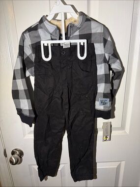 Little Rebel  Black Pants with Gray Plaid sweatshirt Set